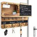 Key Holder for Wall Mount with Shelf and Mail Organizer, Key and Mail Holder with 16 Hooks, Farmhouse Entryway Organizer, Home Decor Rack(Pine Wood, Wood Color)