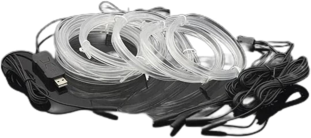 USB-Powered RGB LED Interior Car Atmosphere Light Strip - Fiber Optic Neon Ambient Lighting Kit for Center Console, Door Trim, and Dashboard Decoration(5in1)
