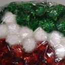 Kasyat 60 Pack 2 Inch Jumbo Glitter Tinsel Pom Poms Extra Large Sparkle Fuzzy Balls Shiny Tinsel Cat Balls for DIY Craft Decorations (Red, Green, White)