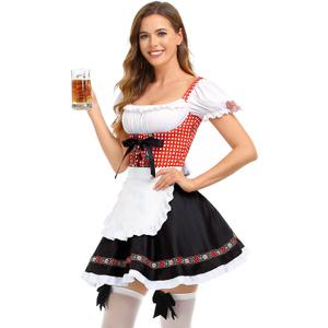 Oktoberfest Costumes Women Dirndl Dresses 2Pcs German Dresses for Oktoberfest Festival Bavarian Costume Beer Carnival (Medium, Red)