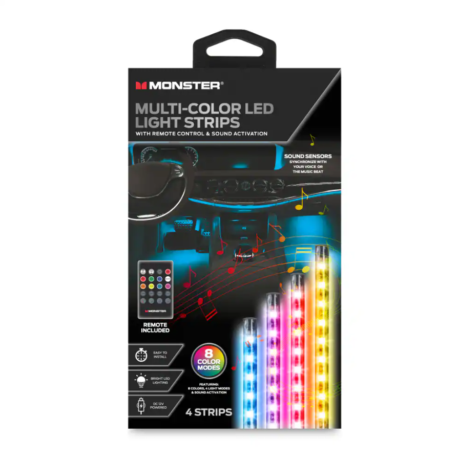 Monster® Multi-Color LED Light Strips 4 ct