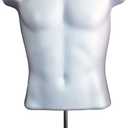 DisplayTown Male Mannequin Torso with Metal Stand Hollow Back Body Stackable Dress Form for Tshirt Display, Countertop, Craft Shows, Photos and Design, S-M Clothing Size (White, Set of 1)