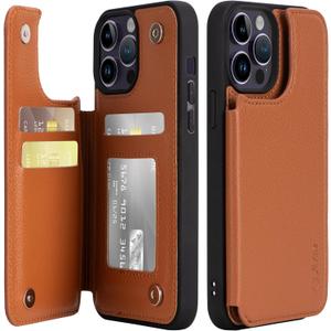 Arae Case for iPhone 14 Pro Max - Wallet Case with PU Leather Card Holder Back Flip Cover for iPhone 14 Pro Max 6.7 inch - Light Brown