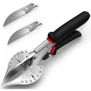 Miter Shears Angle Cutter For Wood Plastic PVC Moulding Shoe Molding Angular Trim Cutter Tool Adjustable At 45 To 135 Degree With Replacement Blades