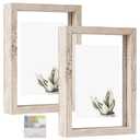 MUYE Square 12x12 Floating Frame in Light Oak,Double Glass Picture Frame Display Photo up to 12x12,Wall Mount or Tabletop Standing with Hanging Hardware Included,2 Pack