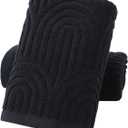 Pidada Hand Towels Set of 2 Striped Pattern 100% Cotton Absorbent Soft Decorative Towel for Bathroom (Black)