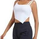 Nesyd Longline Sports Bras for Women Adjustable Workout Gym Fitness Yoga Padded Bra Crop Tank Tops with Built in Bras Camisole (White, L)
