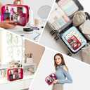 3 x TotePrint Stadium Approved White Frame Clear Toiletry Bag TSA Approved Clear Organizer Bags Portable Travel Makeup Bags with Zipper for Women (White)