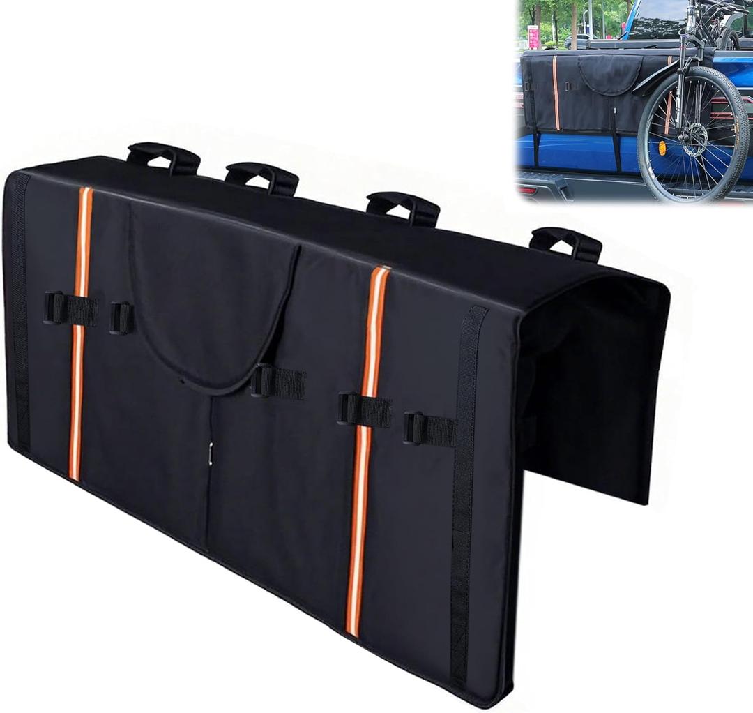 Amooca Tailgate Pad for Mountain Bikes Pickup Truck Tailgate Protection Pad with 2 Tool Pockets 42'' Wide for 4 Bicycles