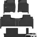 VIWIK Floor Mats Fit for GMC Yukon 8 Seat 2021 2022 2023 2024 2025, All Weather Custom Car MatsFull Set Include 1st/2nd/3rd Row Front & Rear, Automotive Floor Liners TPE Black