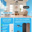 TCL 52" Low Profile Ceiling Fan with Light, Slim, Black, Flush Mount, DC Reversible Motor, 6 Speeds, Remote Control, Noiseless, Dimmable, LED Light, 3CCT, Modern Matte Black Ceiling Fan for Bedroom