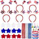 Suncalla 12 Pcs 4th of July Accessories American Accessories, Red White Blue Decorations Headbands Flag Necklaces Sunglasses Bracelet Funny for Independence Day Party Favor Memorial Day Party Supplies