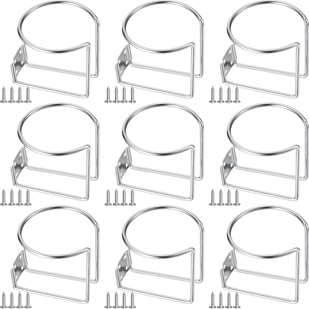 Shimeyao Stainless Steel Boat Ring Cup Drink Holder Wall Mounted Drink Holders Bottle Universal Cup Holders for Boat Marine Yacht Truck Rv Car Trailer Hardware Accessories(9 Pcs)