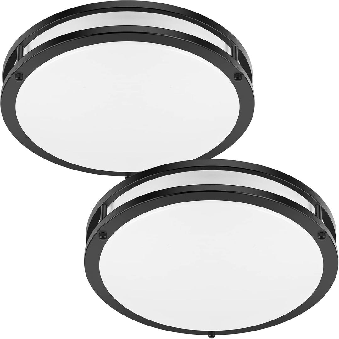 TOBUSA 36W 3600lm Super Bright LED Ceiling Light Fixtures, Modern Black Flush Mount LED Lights Daylight White 5000K, 13 Inch Dimmable Ceiling Lamps for Kitchen Bathroom Hallway Bedroom, 2 Packs