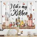 Riyidecor Retro Rustic Kitchen Curtains Farmhouse Country Mushroom Leaves Wood Plank Vintage Funny Quotes Rod Pocket Short Small Watercolor Bedroom Living Room Treatment Fabric 2 Panels 27.5Wx39H Inch (01white)