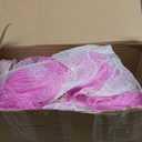 Janinka 6 ft Pink Christmas Garland for Mantle with LED Lights Candy Flower Ribbons White Pink Balls for Front Door Outdoor Table Centerpiece Fireplace Decor