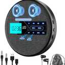 CD Player Portable, Rechargeable Portable CD Player with Dual Speakers and Anti Skip,CD,USB,AUX,LCD Display,Backlit Button,5 EQ,A-B Repeat,10 Speeds for Home Car Fabric, Black