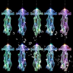 Jellyfish Decor, 10 Pcs Jellyfish Lanterns - Hanging Jelly Fish Decoration for Mermaid Theme Party & Under The Sea Party Decorations, Birthday Gift Supplies for Women Girls Baby (5 Colors)