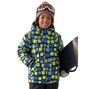 FREE SOLDIER Boy's Waterproof Warm Ski Jacket Windproof Fleece Thick Kids Winter Coat with Hood for Snowboarding Outdoor (Plaid Print 6-7/Boy)
