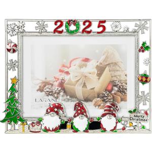 LARAINE Picture Photo Frame 5x7 Metal 2025 Christmas High Definition Display Pictures for Tabletop Home Decorative Holiday Gift (Gnome (2025))