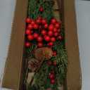 Oairse 2 Pcs Christmas Artificial Pine Branches 21.2 inch Cedar Pine Stems Christmas Greenery Picks with Red Berries Pinecones Picks Spray Xmas Tree Branches for Xmas Vase DIY Craft Holiday Decor