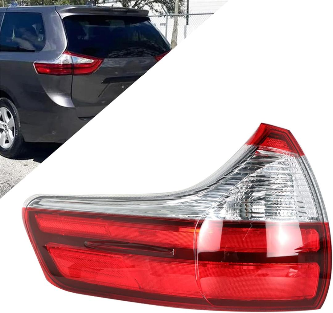 Clear Len Tail Lights Brake Lamp Left Driver Side Tail Light Red Brake Lamp Replacement for 2015-2020 Sienna Base L LE XLE 8156008050