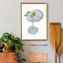 Funky Green Seashell Martini Wall Art Cocktail Posters Trendy Bar Cart Canvas Print Room Decor Dorm Decor Aesthetic Living Room Dining Room Kitchen Decorations for Home16x24inch Unframed
