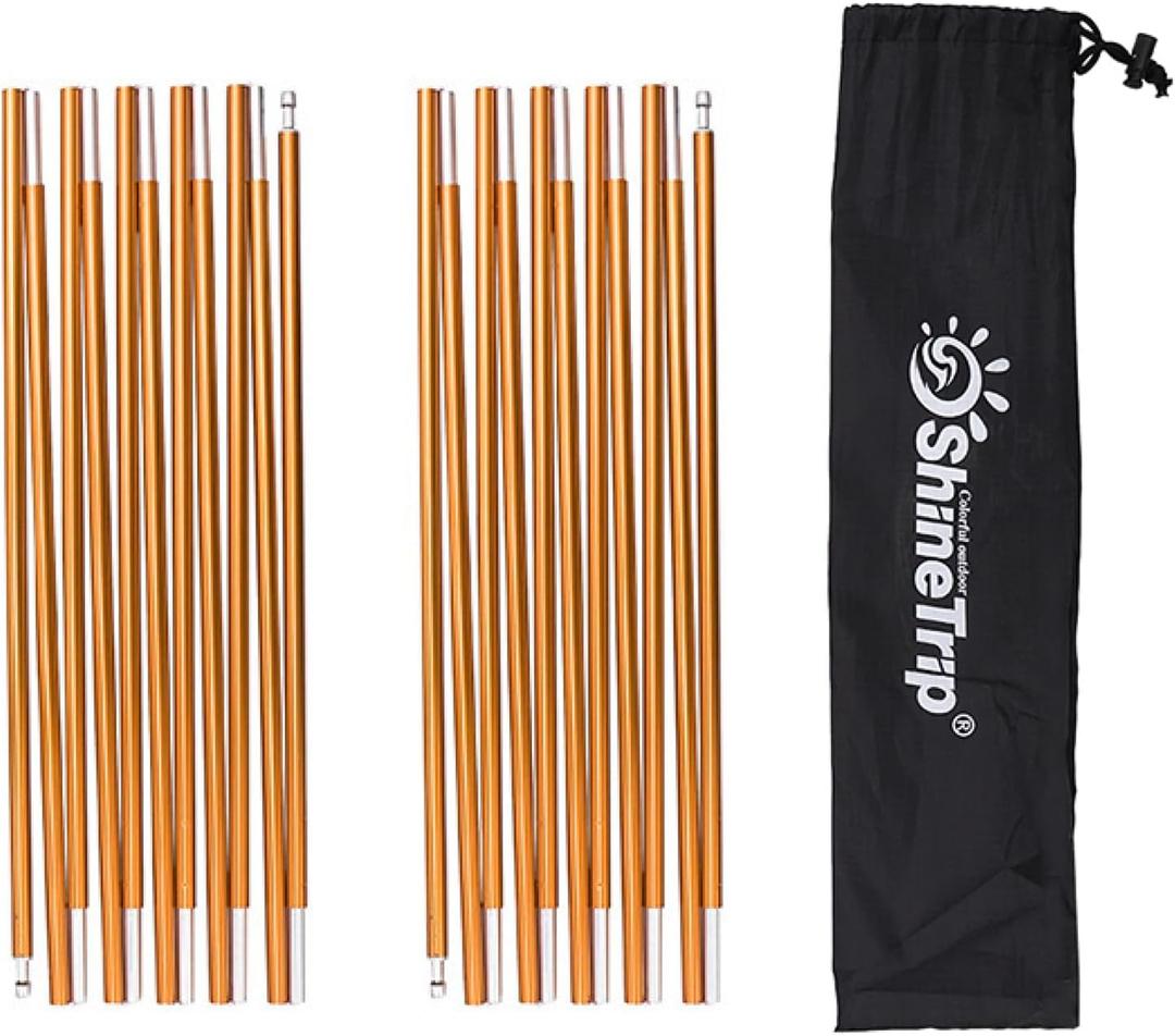 Azarxis Tent Poles Aluminum Tent Rod Replacement Camping Accessories, Multifunction Lightweight Tent Poles Repair Kit, 7001 Series Aircraft-Grade Aluminum (13.25ft (404cm), #02 Gold)
