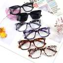 6 Pack Fashion Reading Glasses for Women Men Blue Light Blocking Oversized Square Readers with Spring Hinge