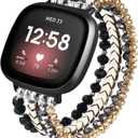 MOFREE Bracelet Compatible with Fitbit Versa 3/Versa 4 Bands/Fitbit Sense/Sense 2 Bands for Women (Black)