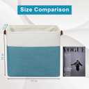 Bagnizer Large Fabric Storage Baskets | 50L Storage Bins, Decorative Linen Closet Baskets with Handles for Organizing, Shelf, Toys, Clothes, Home, Office, Nursery, 17x12x15Inches (Teal&White)