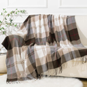 BATTILO HOME Brown Plaid Throw Blanket for Couch - Fall Plaid Blanket Buffalo Plaid Blankets - Lightweight Farmhouse Outdoor Throw Blankets for Bed, Sofa (50"x60", Coffee)