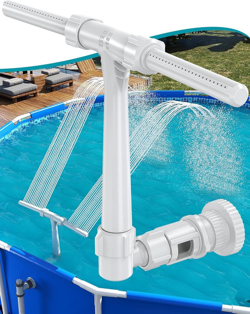 Pool Fountain for Above and In-Ground Pools, Adjustable Dual Spray Waterfall Sprinkler Cooler for Pool, Swimming Pool Spa Water Fountain, High-Pressure Pool Spray Fountain