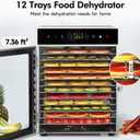 Food Dehydrator Machine 12 Stainless Steel Trays 1000W Meat Dehydrator for Home Use, 24H Timer & 195 Temperature Control Food Dryer for Jerky Fruit Herbs Mushroom Dog Treats