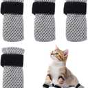 4 Pcs Cat Mittens to Prevent Scratching for Pets with Paw Inner Diameter up to 1.35 Inches, Adjustable Breathable Mesh Kitten Shoes Socks Booties for Only Grey