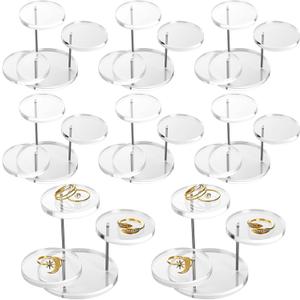 8 Pack Round Acrylic Display Riser Stands for Small Items 3 Tier Jewelry Display Stands Clear Round Riser for Small Items Crystal Jewelry Rings Earrings Mini Figurines