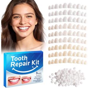 Temporary Tooth Repair Kit: Missing Tooth Replacement Kit Replace Missing or Broken Tooth Filling The Gap - Moldable False Teeth Come with 3 Shades 10 Size