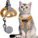 FAYOGOO Cat Harness, Cat Leash and Harness Set for Walking Escape Proof, Harness for Small Cats/Small Dogs, Large Kitten/Puppy Harness and Leash, Harness for Cats (Gray, XX-Large) (XXL(Chest 16-18''))