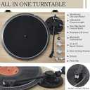 Fully Automatic Belt-Drive Turntable with Premium Cartridge,Hi-Fi,Carbon Fibre Arm,2 Speed, Dust Cover, Anti-Resonance,Adjustable Counterweight,Wood