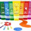 Washable Finger Paint with a Sponge Head, 12 Colors (1.69fl oz/Tube) Non-Toxic, Toddler Painting Set for Kids Boys Girls Gifts, Hand-Painted DIY, Ages 1-3 4 5 6+