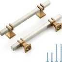 HOME EDIT 5 Pack 4 inch Brushed Nickel&Gold Cabinet Handles Square Zinc-Alloy Pulls for Kitchen Dresser Closet and Bathroom Cabinets Hardware