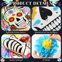Pasimy Day of The Dead Bulletin Board Set Colorful Sugar Skull Classroom Decorations Mexican Dia De Los Muertos Cutouts with 3D Paper Flowers for Door Wall Decor Fiesta Halloween Party (Fashion)