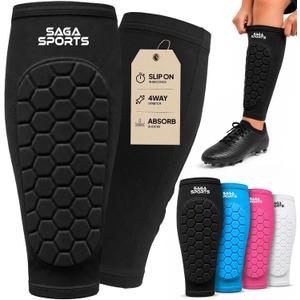 Kids Shin Guard Sleeves with Honeycomb Padded Shin Defender, Large