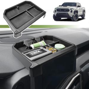 Center Console Screen Dash Organizer Compatible with 2024 2025 Toyota Tacoma and 2025 4Runner Interior Accessories w/ 8-inch Dashboard Storage Box Behind Screen Insert Tray Mount Holder, Black