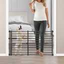 Malier Indoor Dog Gate with Door, 26-41" Extra Wide Full Metal Pet Gate Short Dog Gate for Stairs, Pressure Mount 24'' Tall Small Puppy Gate, Easy Step Over Low Gate for Doorways (Black)