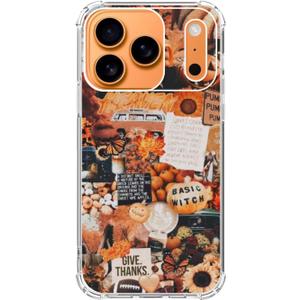 Autumn Collage Pumpkin Witch Halloween Phone Case Compatible with iPhone 17 Pro Max, Retro Aesthetic Fall Phone Cover for iPhone 17 Pro Max