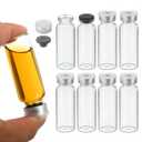 PATIKIL 30ml Sample Vials, 8 Pack Lab Empty Vials with Butyl Rubber Stopper and Crimp Top Caps Borosilicate Glass Vial, Transparent