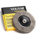 6 Inch Stainless Steel Wire Wheel for Bench Grinder with 1/2-Inch and 5/8-Inch Arbor, .012" Stainless Steel Wire