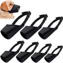 Coppthinktu Dog Muzzle Suit - 7PCS Adjustable Muzzles for Small to Large Dogs, Soft Comfortable Mouth Cover for Long Snout, Controls Biting, Barking & Chewing (AA-Black)