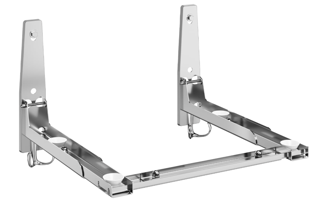 EsLuker.ly Universal Stainless Steel Microwave Oven Wall Mount Bracket with Removable Hooks, Arm Adjustable Foldable Kitchen Stretch Oven Stand Shelf Rack Load 100 lb, Silver